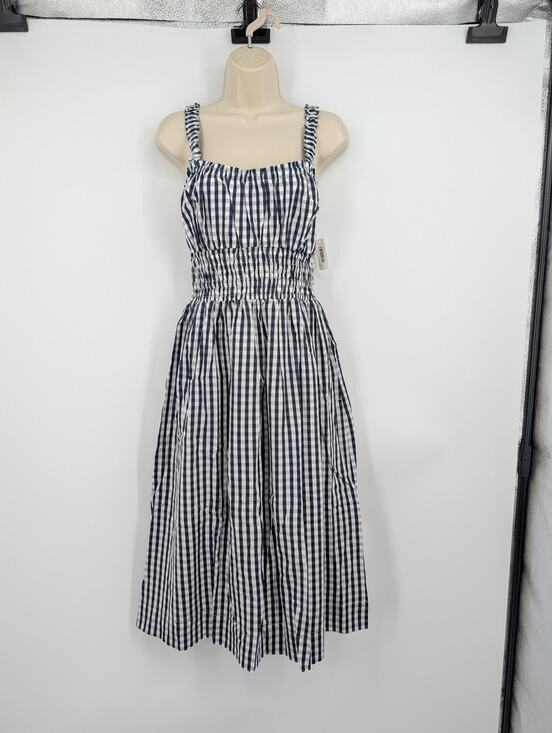 Amazon Essentials Dresses & Skirts - Sofia Grainge X Amazon Cotton Navy Gingham Plaid Medium Cottagecore Feminine